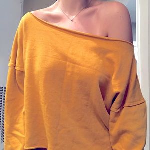 Off the shoulder crew neck sweater
